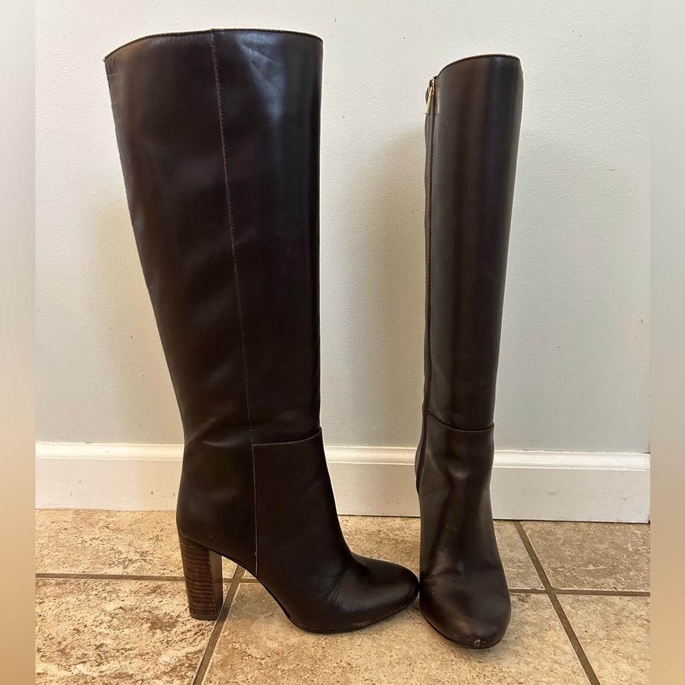 Ann Taylor Leather Boots with Stacked Heel
